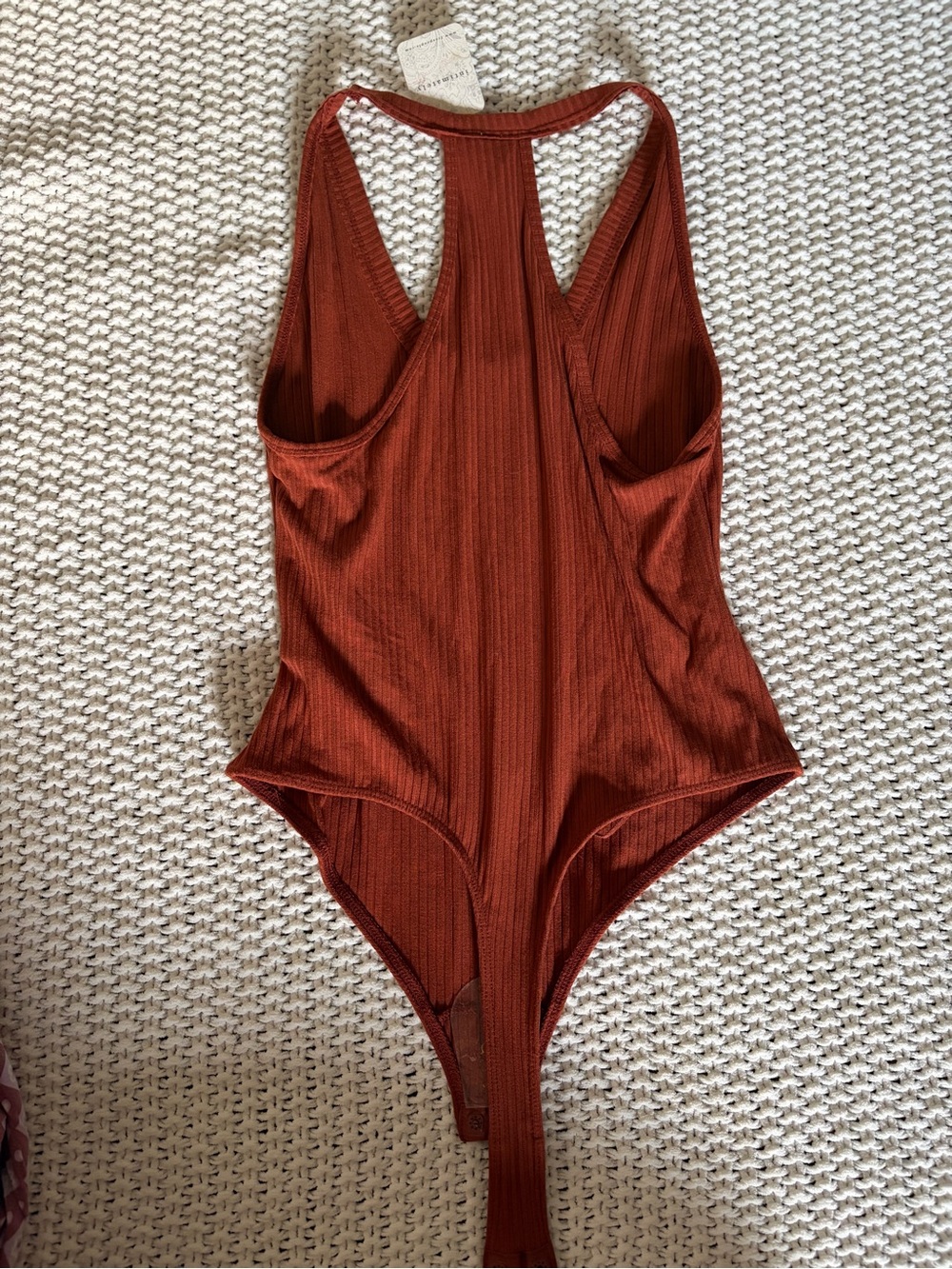 Free People Ribbed Tank Bodysuit in Rust - Picture 2 of 3